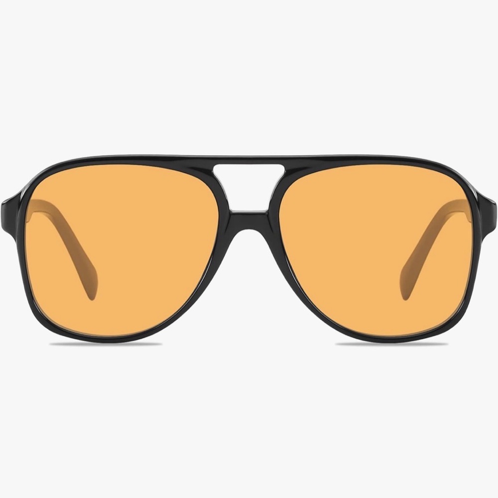 Stylish Black Sunglasses with Orange Lenses